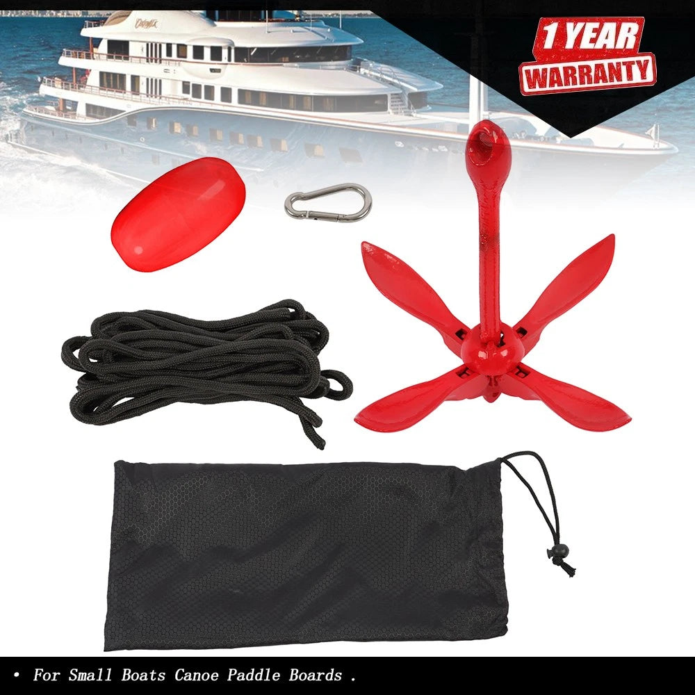 Folding Boat Anchor Kit for Small Boats (1.5-7.1 lb)