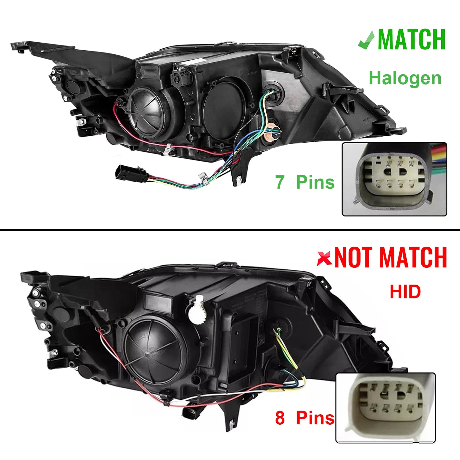 Halogen Headlight Projector for Chevy Impala (2014–2020) 7 Pin Left Driver