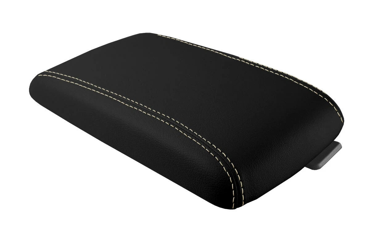 Leather Console Lid Armrest Cover for Cadillac DTS (2006–2011) Beige Stitch