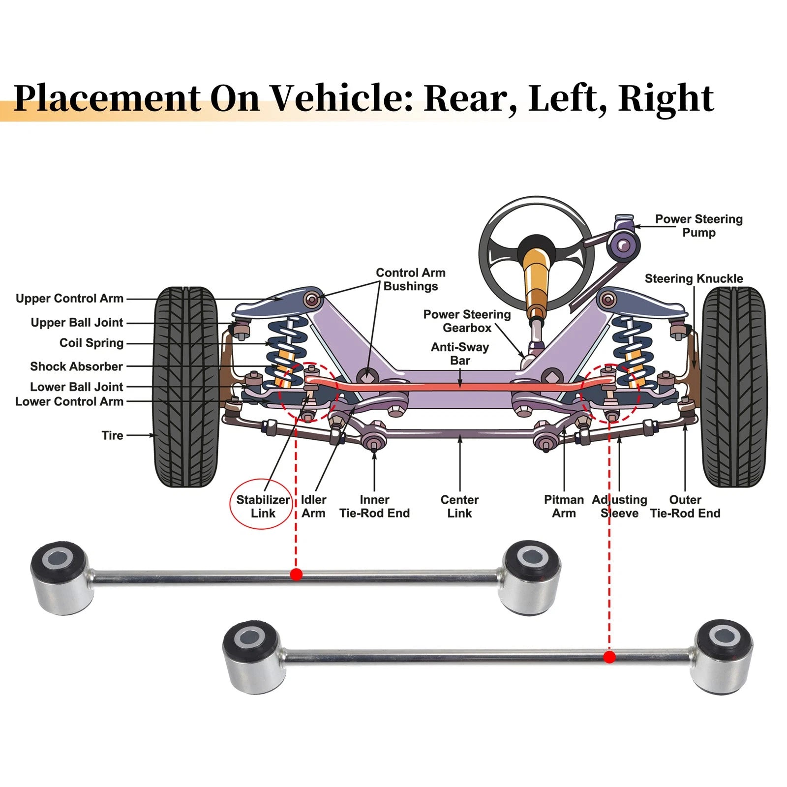 2X Rear Stabiliser Sway Bar Link for Dodge Challenger (2008–2019) No.K7470