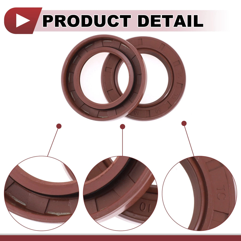 2X Oil Seal Rotary Shaft Seal FKM Rubber 35x56x10mm for Various Models