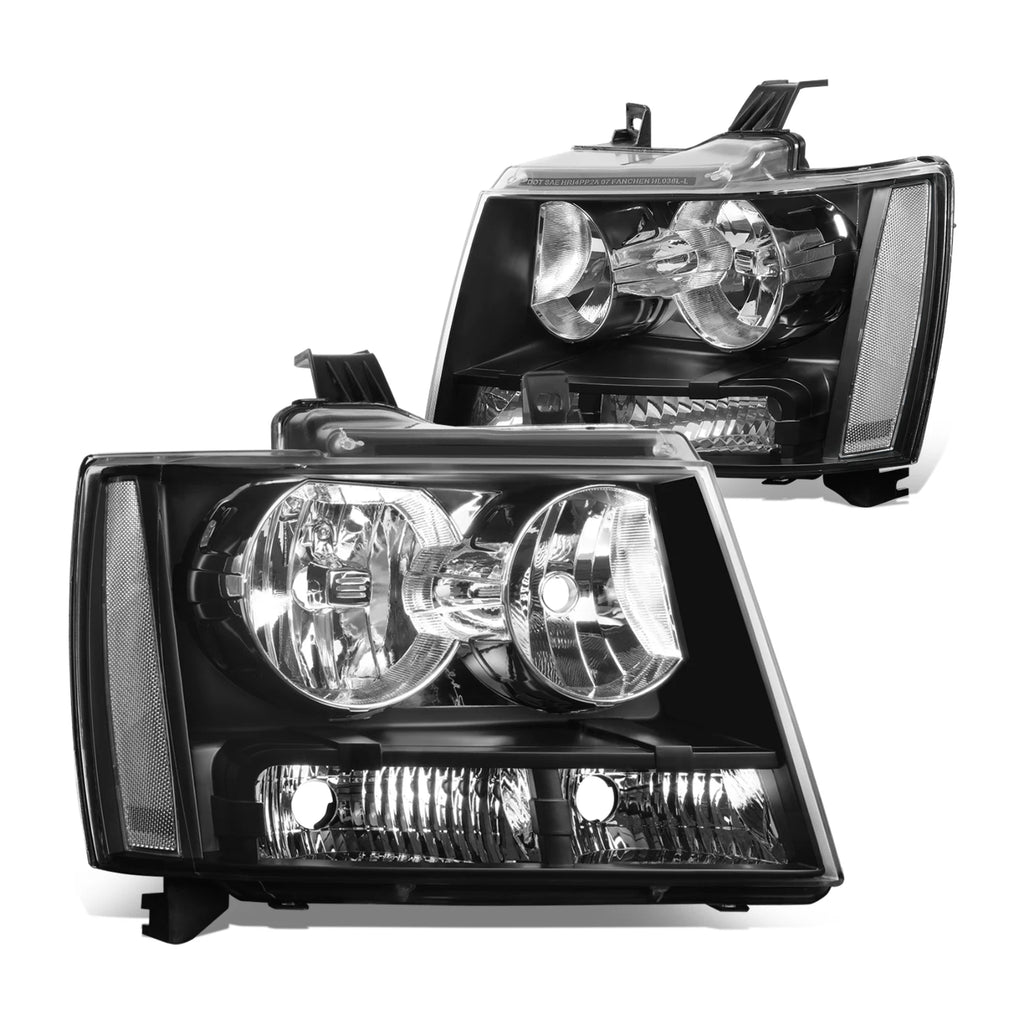 Clear Corner Headlights for Chevy Tahoe Suburban (2007–2014) - Black Housing