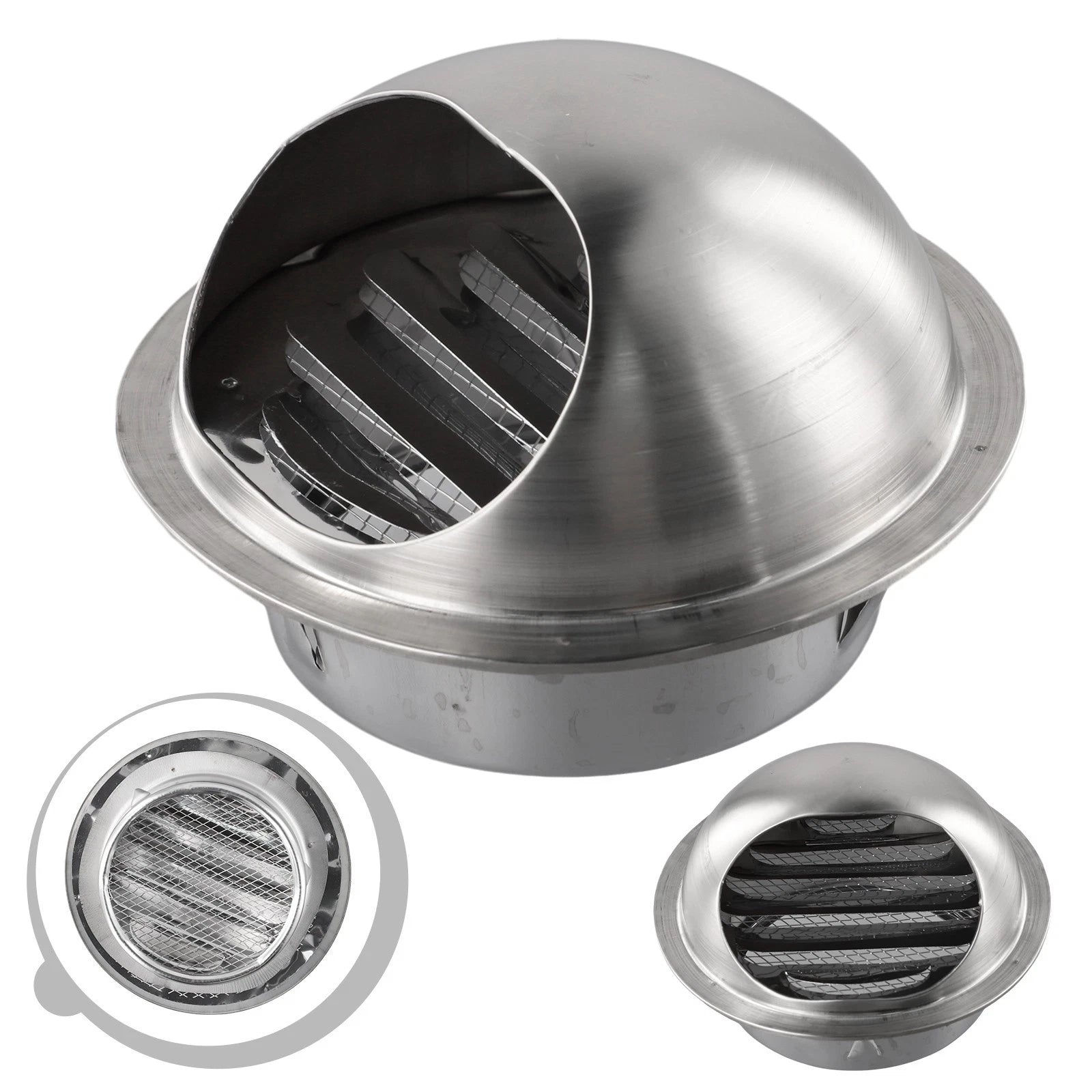 Stainless Steel 80mm Bull Nose Round External Louvre Vent for
