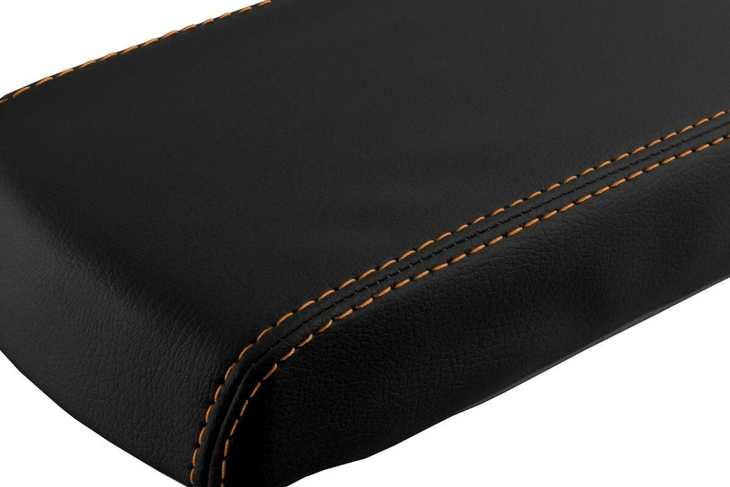 Leather Console Lid Armrest Cover for Toyota Supra (1986–1992) Orange Stitch