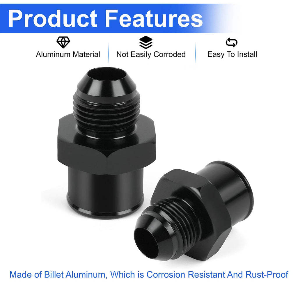 2X SBC 10AN Valve Cover Adapter Aluminum Fittings for Push-In Grommet Black