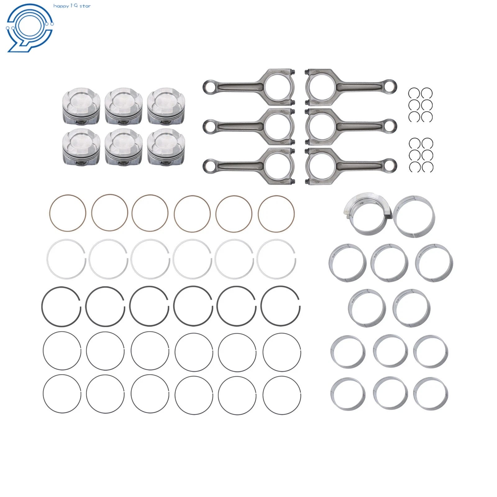 Set of 6 Connecting Rods and Pistons for BMW 3.0L L6 (2011–2017)