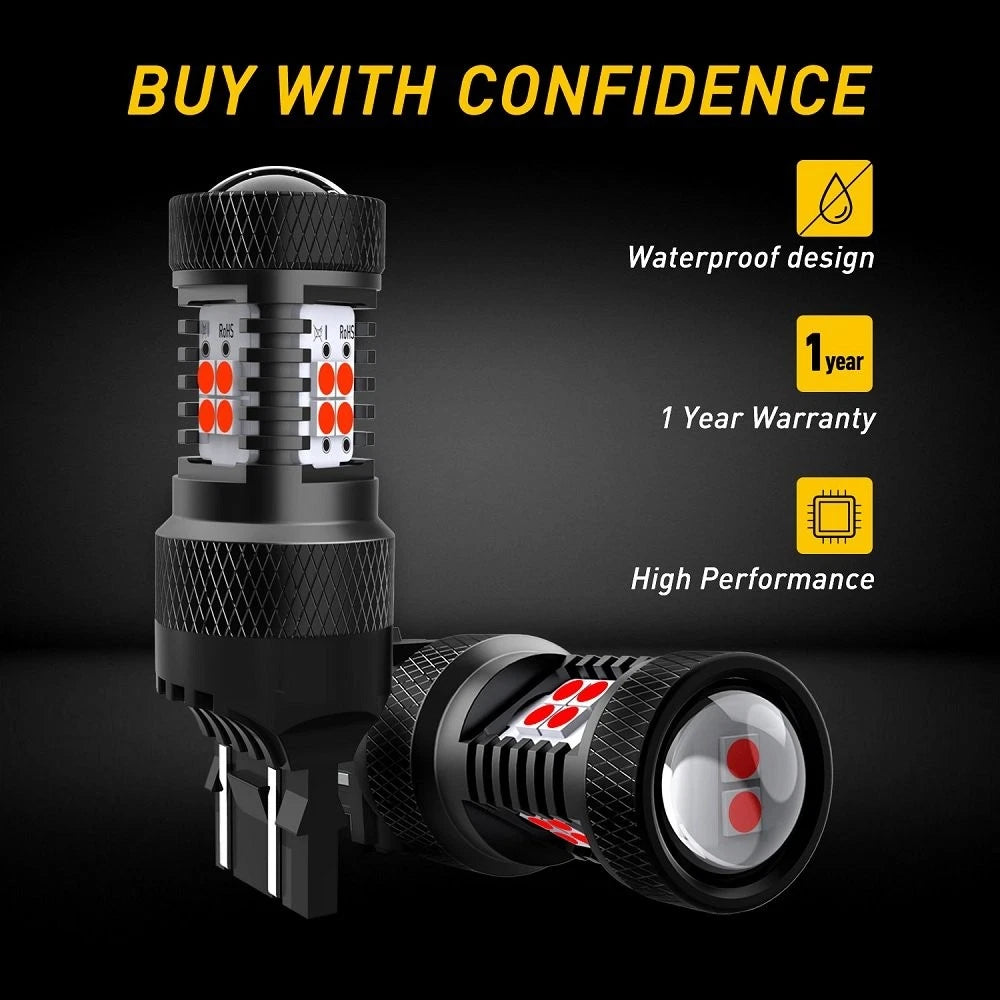 2X Red LED Bulbs for Brake Stop Tail Turn Signal Light (Universal)