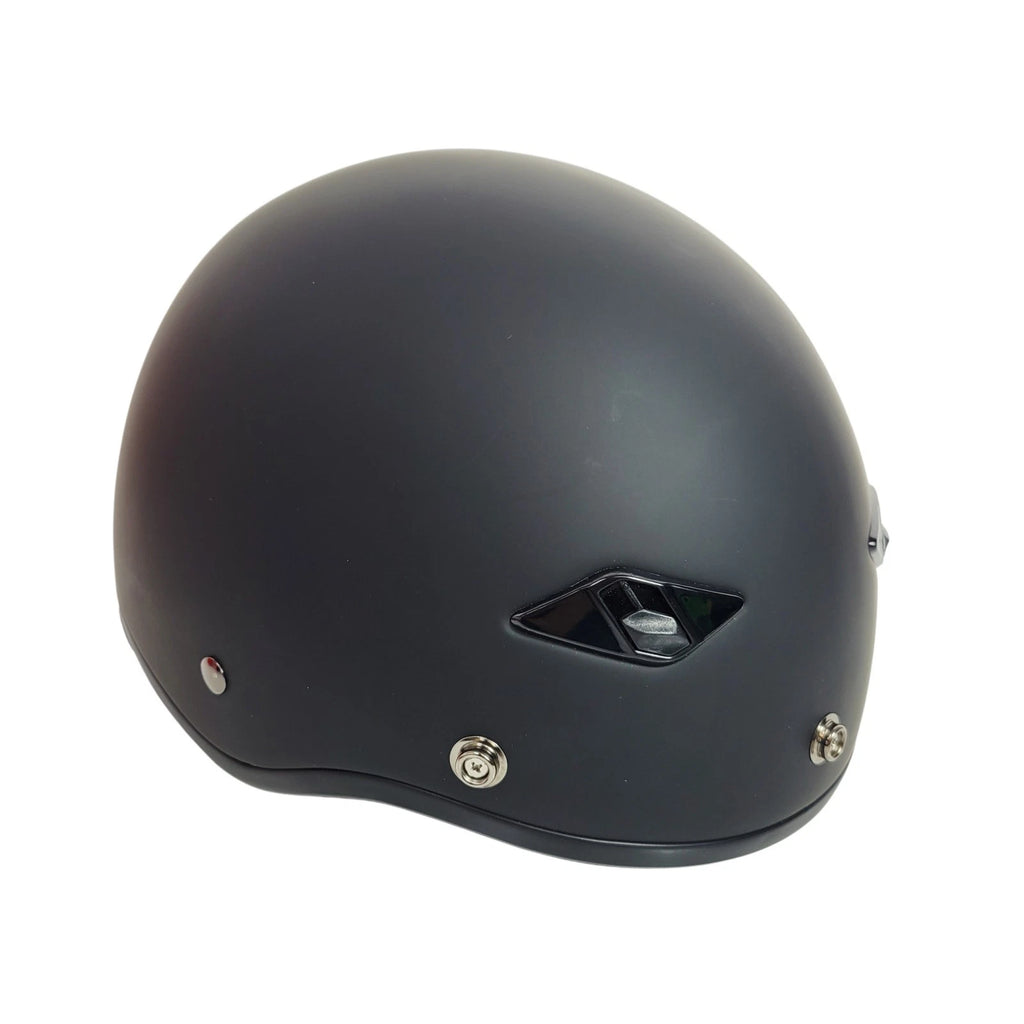 Bagger Half Helmet for LS2 HH568 (Solid Matte Black, Built-in Visor, Size XS)