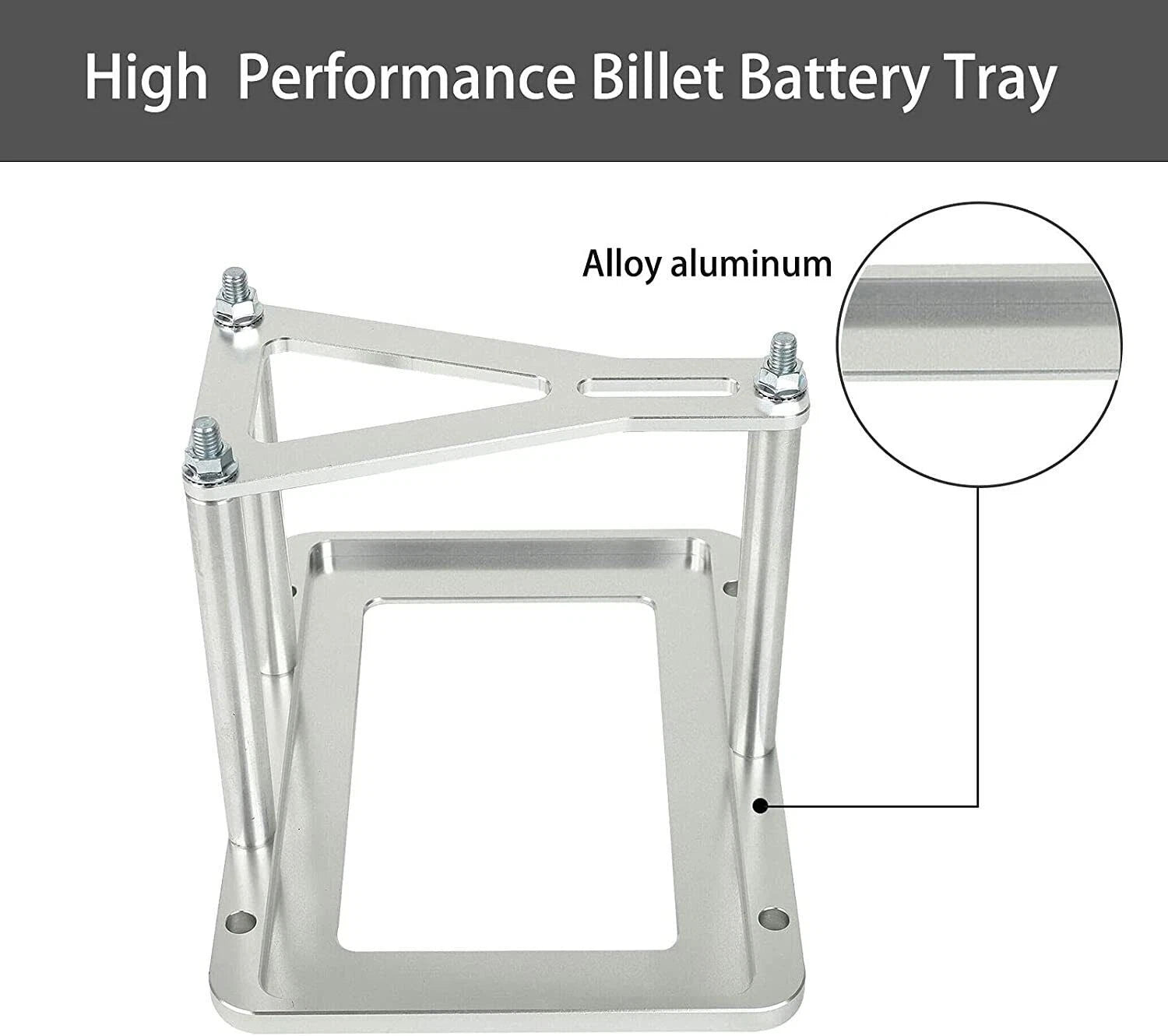 Billet Battery Tray Hold Down for Universal Trunk Relocation Box 551181 Aluminum