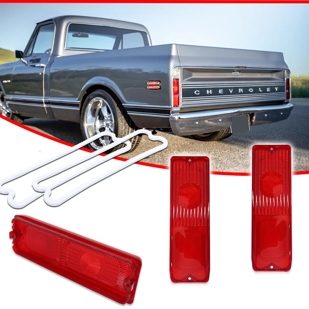 Pair Red Tail Light Lenses for Chevy GMC Pickup Truck (1967–1972)