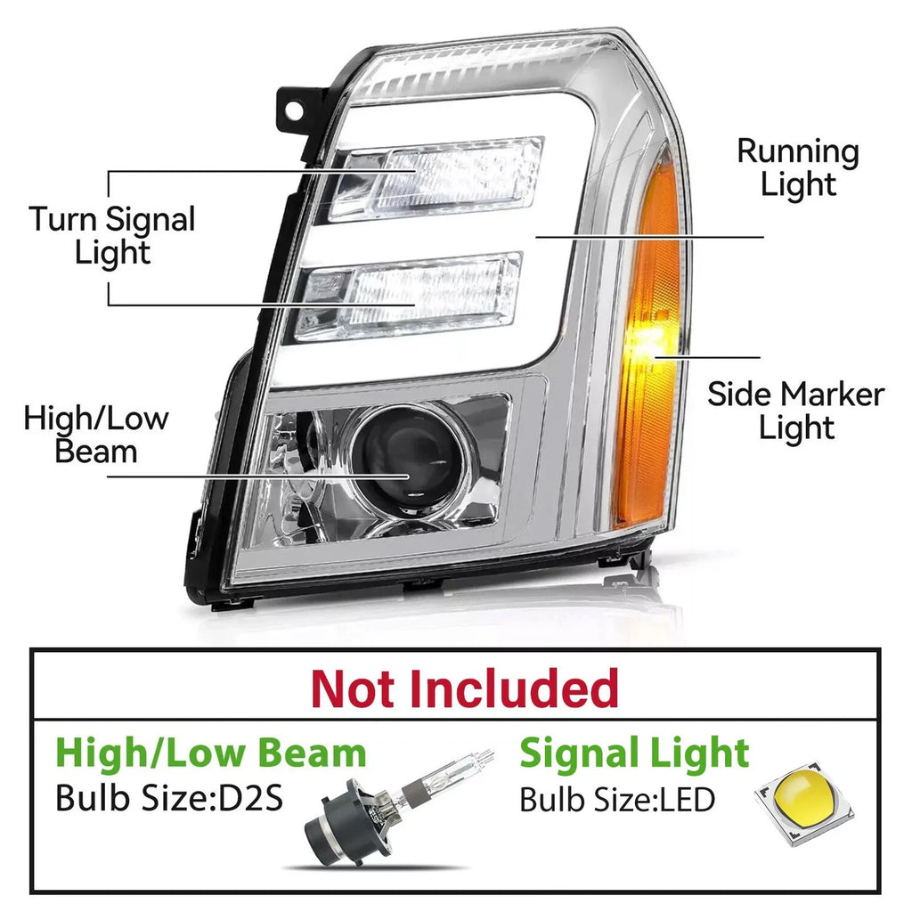HID LED Projector Headlight for Cadillac Escalade ESV EXT (2007–2014)
