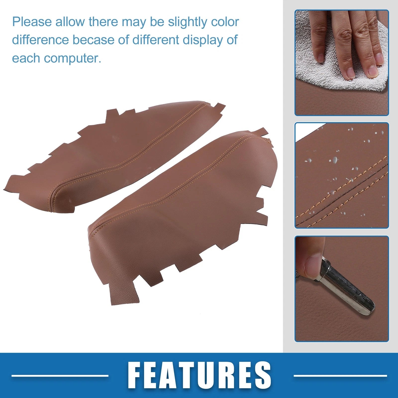 Set of 2 Front Door Panel Armrest Covers for Toyota Avalon (2013–2018) Brown