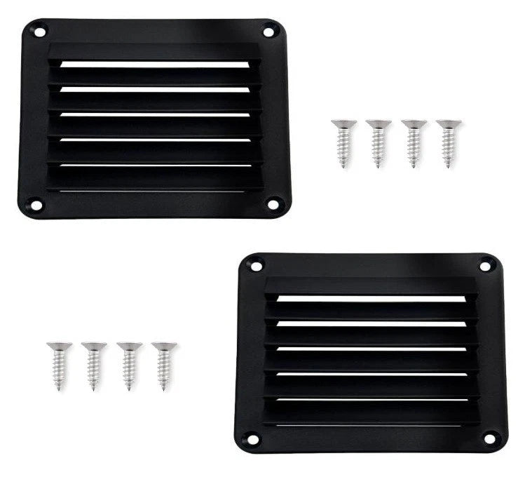 Black Square Nylon Louver Grille for Marine Air Vent Outlets (140mm x 123mm)
