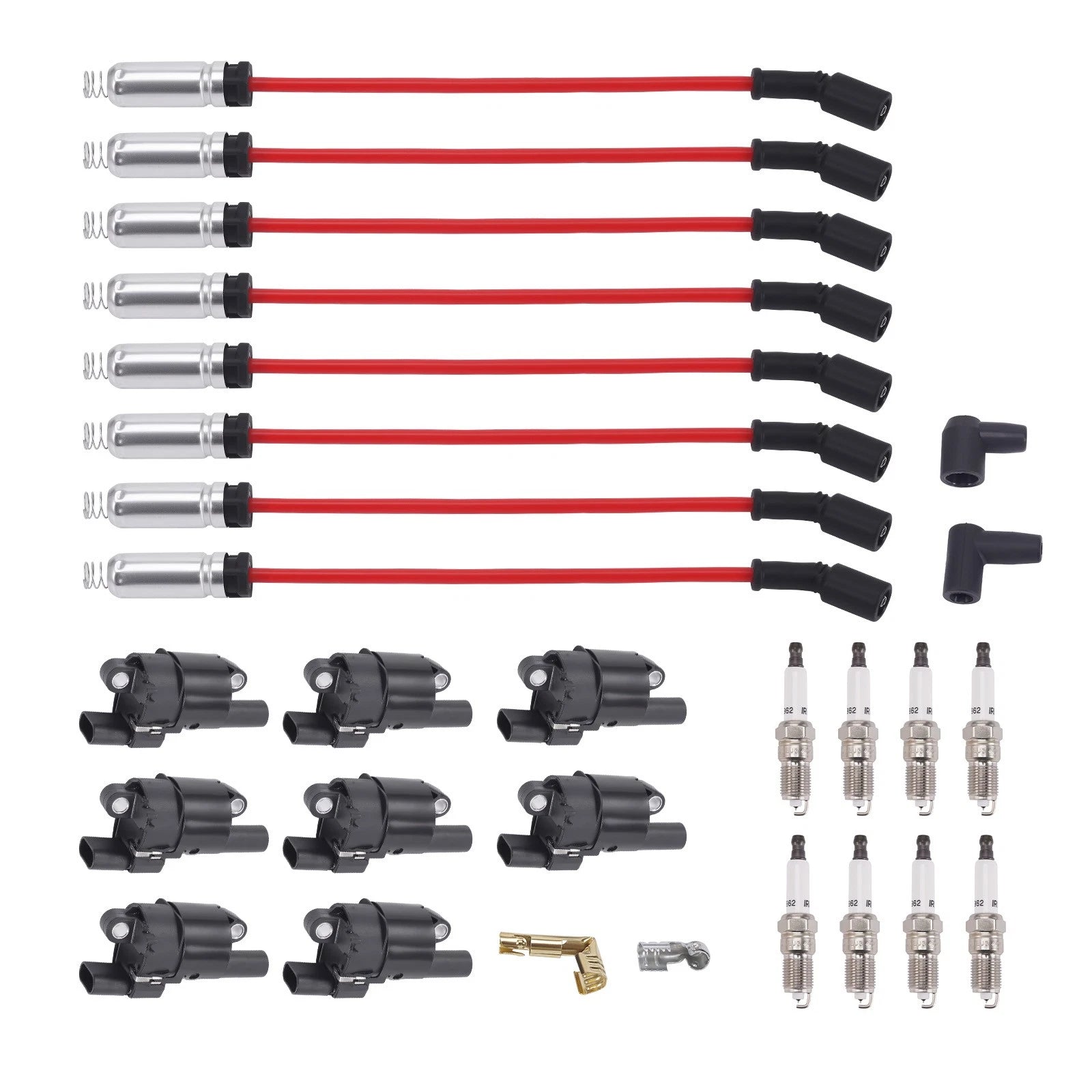 8 Pack Ignition Coil, Spark Plug, Wire for GMC Chevy Silverado 2500 HD (2007–2019)