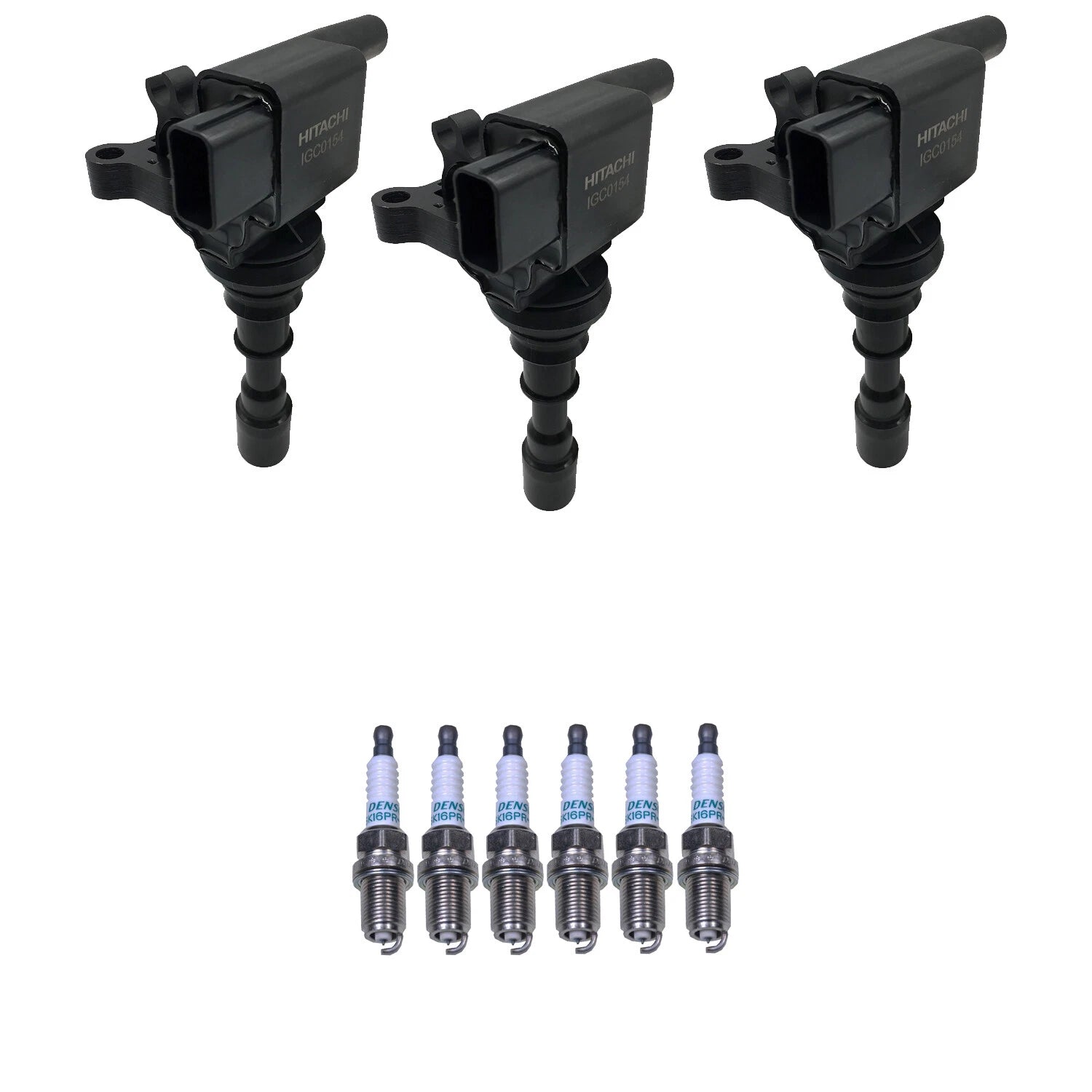 Set of 3 Ignition Coils & 6 Denso Iridium Spark Plugs for Kia Sorento (2003–2009)