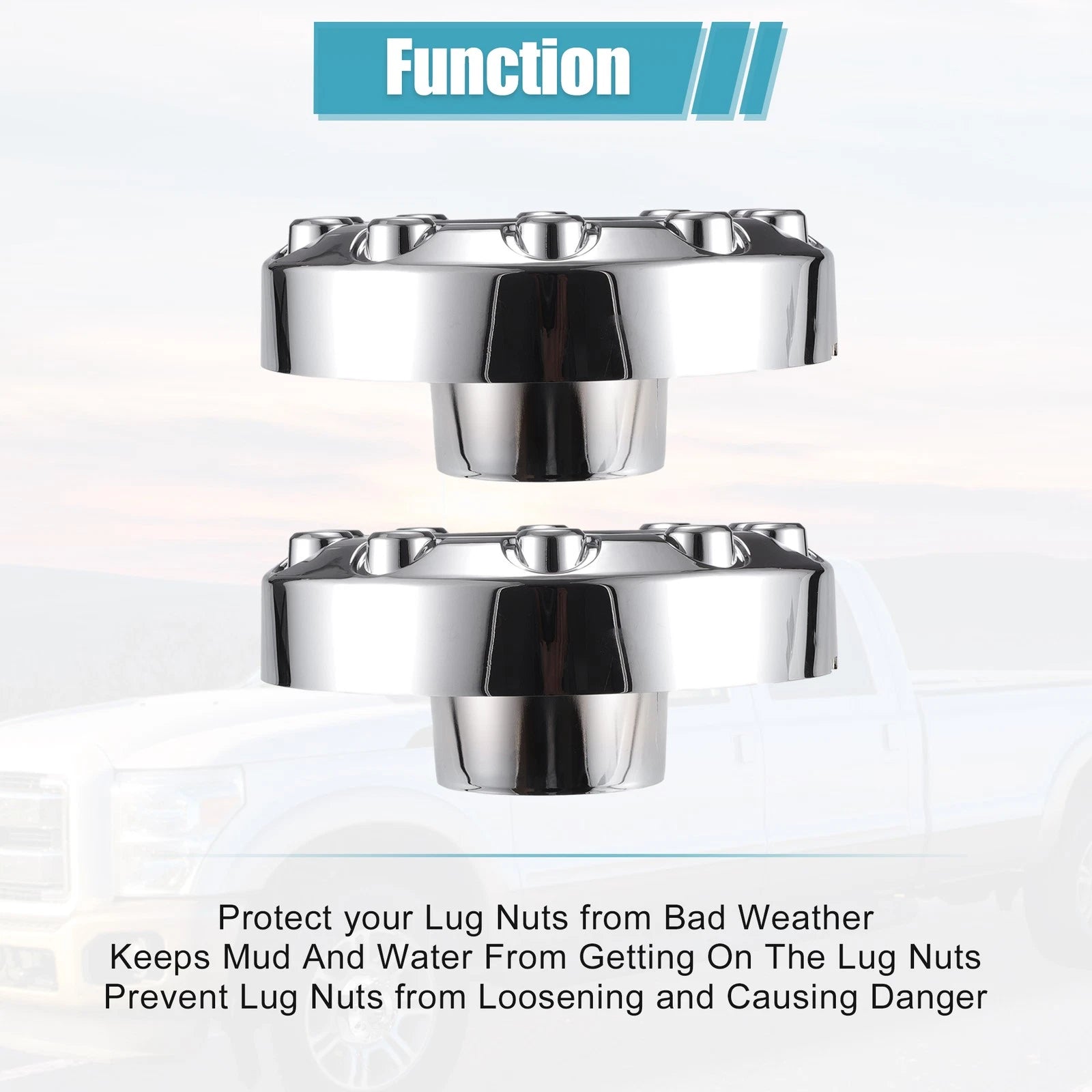 2X Front Wheel Center Hub Caps 10 Lug Chrome for Ford F450 F-550 (2008–2023)
