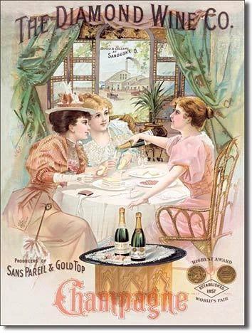 Vintage Replica Tin Metal Sign for Wine Company Champagne (1963)