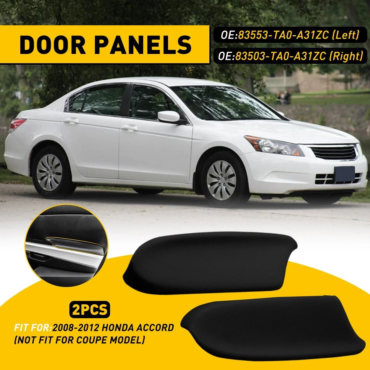Set of 2 Door Panels Armrest Covers for Honda Accord (83553-TA0-A31ZC)