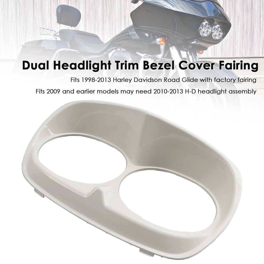 Dual Headlight Trim Bezel Cover for Harley Road Glide (1998–2013) White