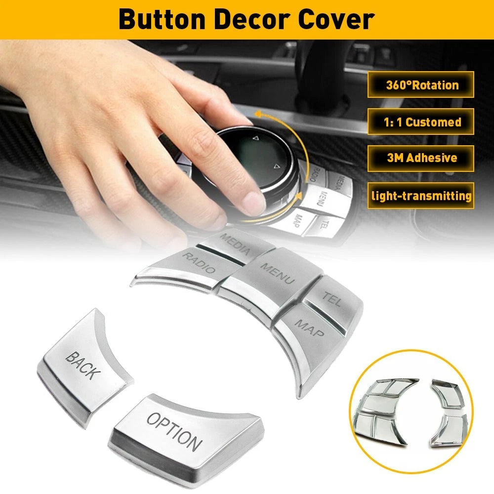 7 Button Cover Trim for BMW 3 4 5 6 X5 X6 Series iDRIVE (Chrome)