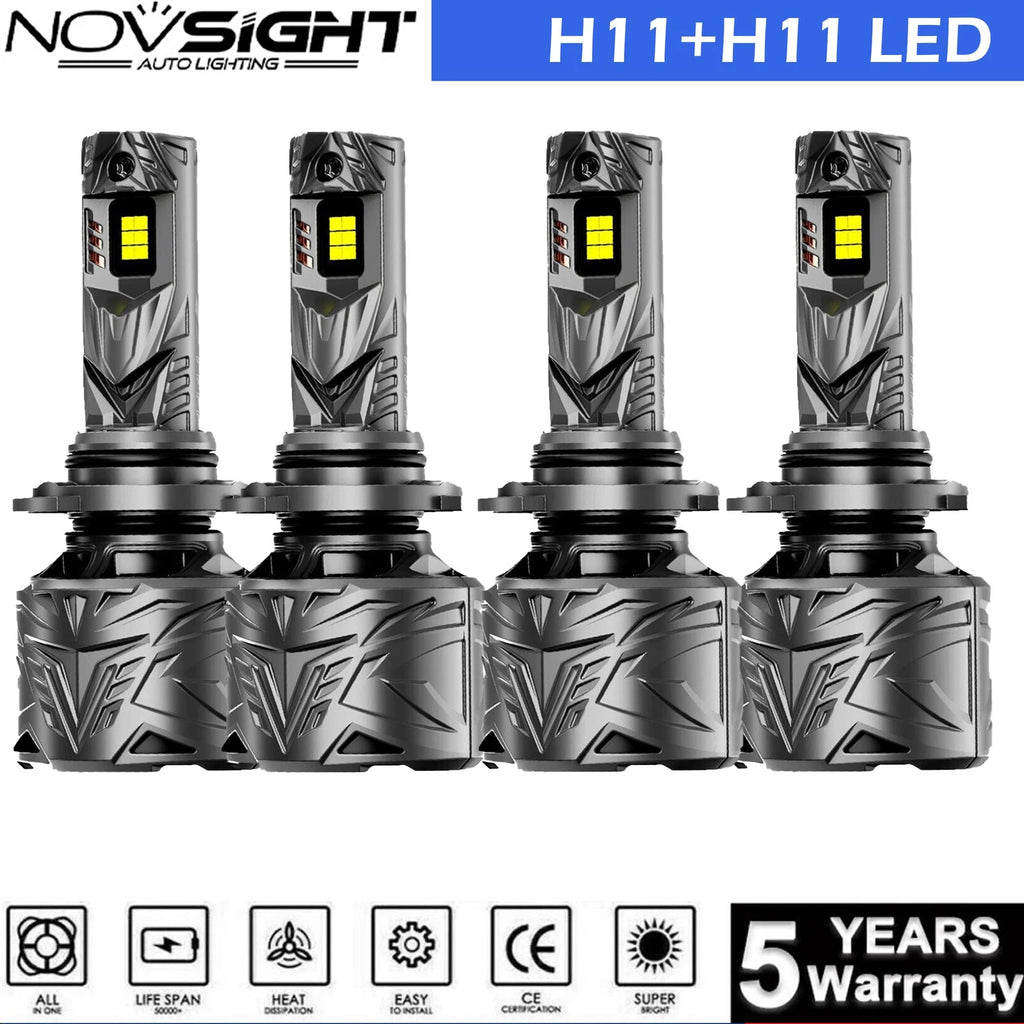 4X H11 LED Headlight Bulbs for High Low Beam (6500K, 100000LM)