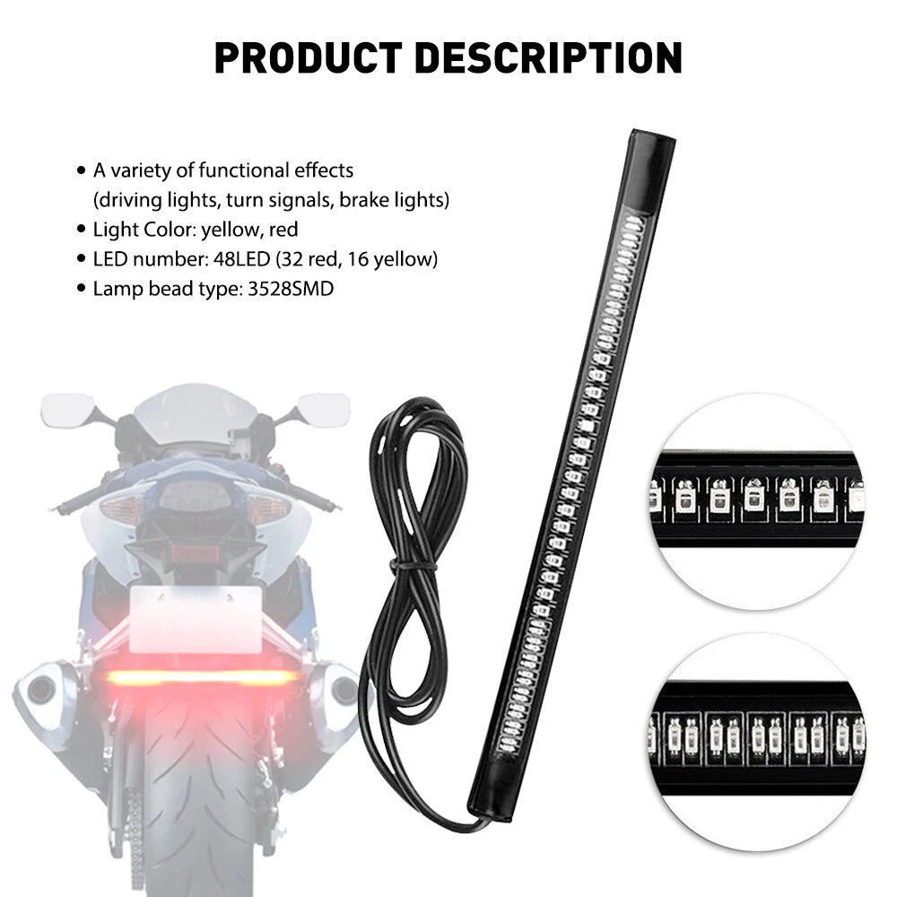 48 LED Motorcycle Turn Signal Brake Tail Light for Universal Models
