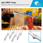 4PCS Self-Standing Non-Slip BBQ Tongs for Korean Japanese Cooking