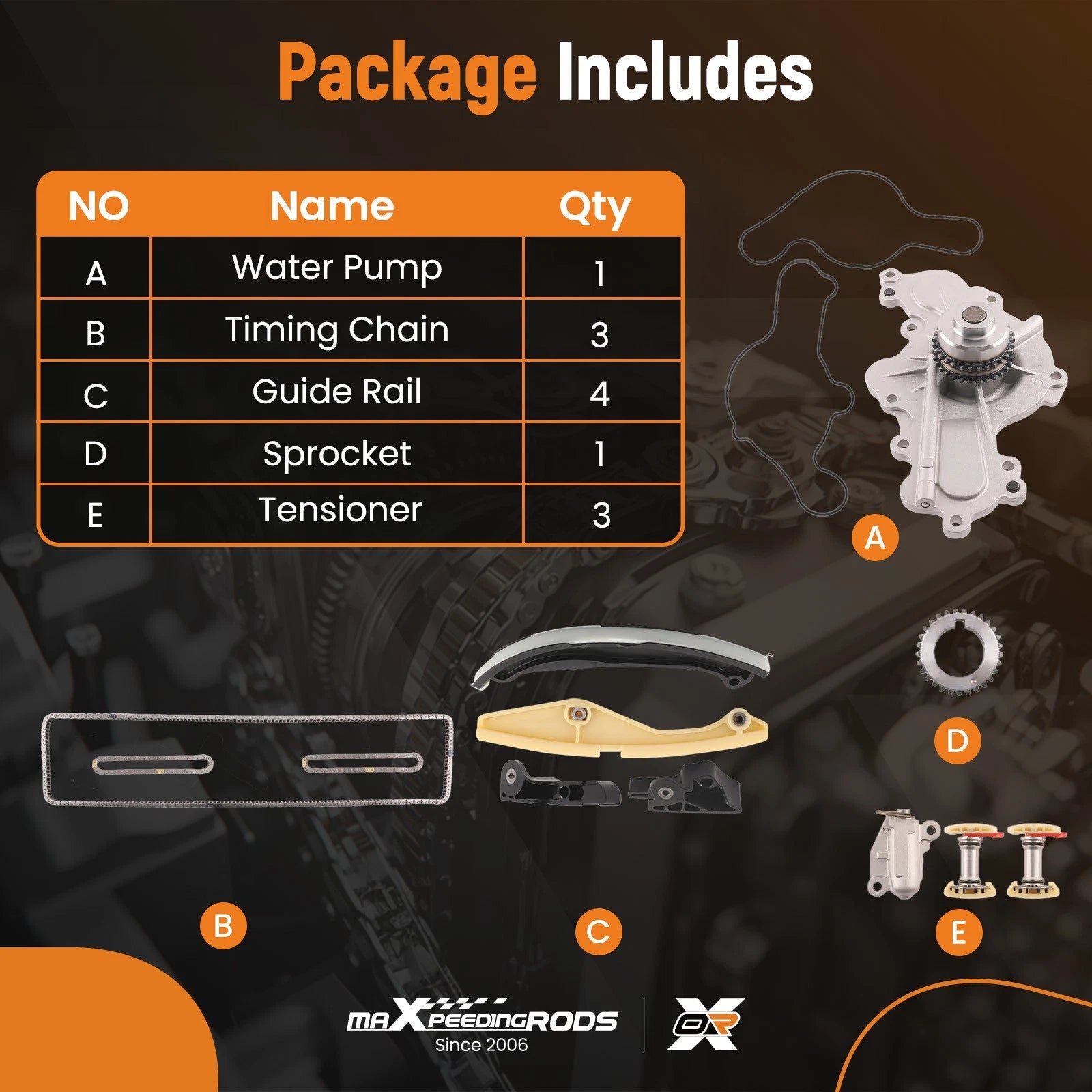 Timing Chain Kit with Water Pump & Crank Gear for Lincoln MKS/MKX/MKZ (2009–2016) AT4Z-6K297-D