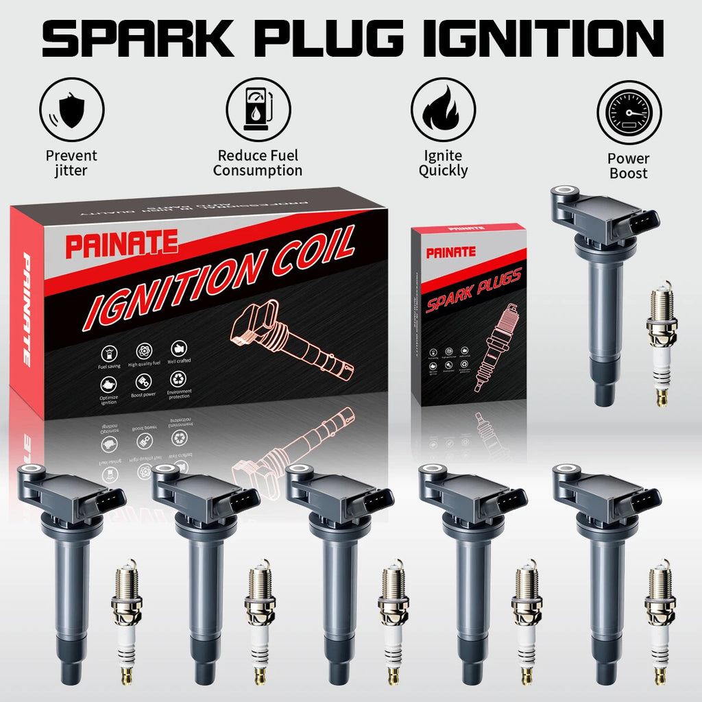 6X Ignition Coil + Iridium Spark Plug for Toyota Sienna (2004–2010) UF267