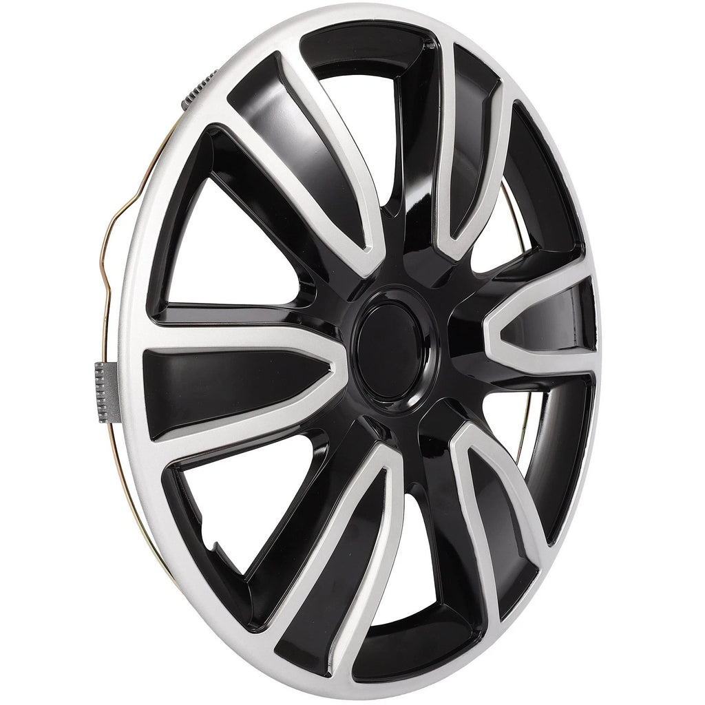 Set of 4 Wheel Hub Caps for R15 Tire (15" Inch) Black & White