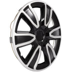 Set of 4 Wheel Hub Caps for R15 Tire (15" Inch) Black & White