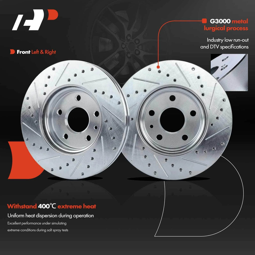 Front Drilled Brake Rotors & Ceramic Brake Pads for Chevy Cruze Volt (2011–2019)