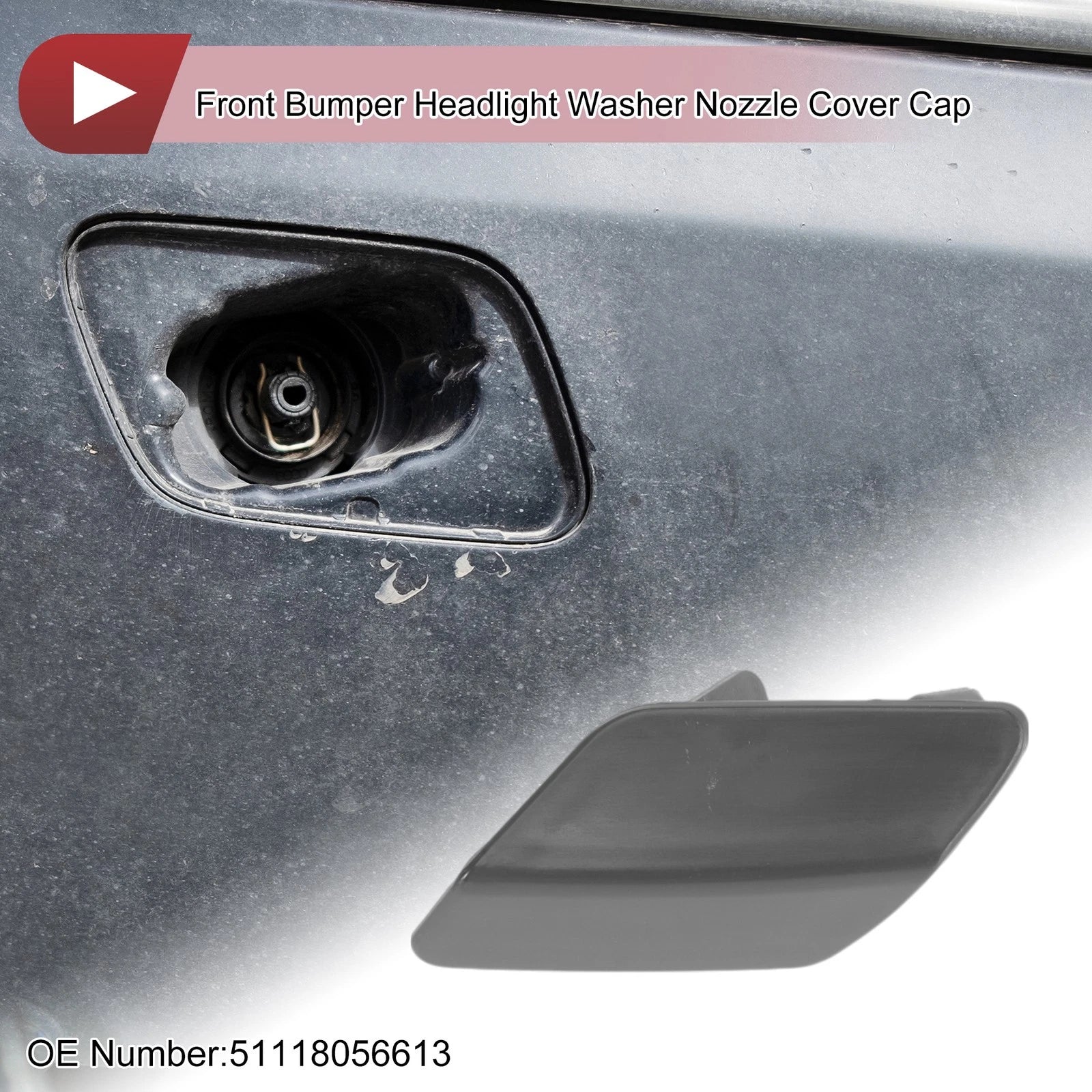 Front Left Bumper Trim Nozzle Cover No. 51118056613 for BMW 320i 