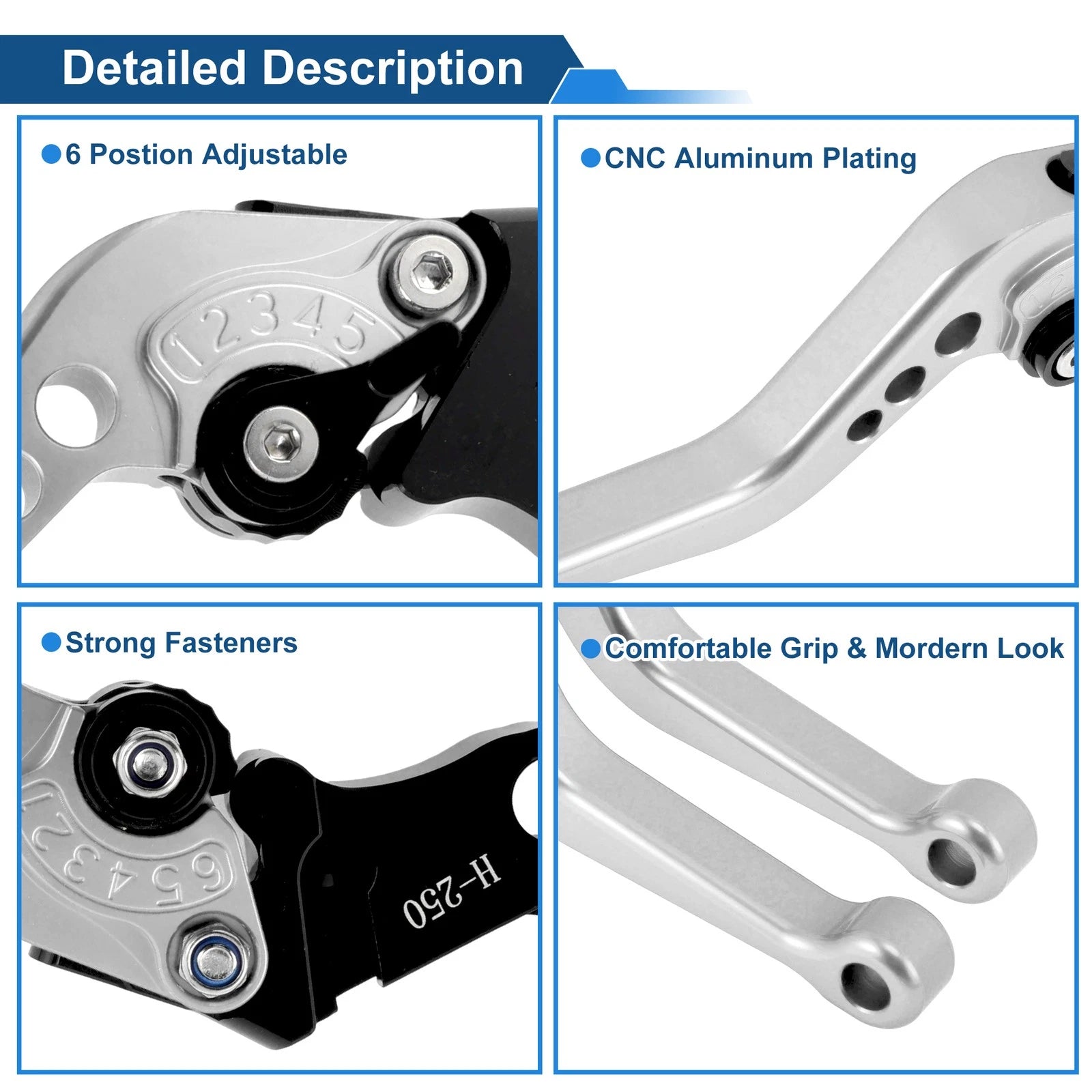 Adjustable Short Brake Clutch Levers for Honda Fury/VTX1300CX (2009–2018) Silver Tone