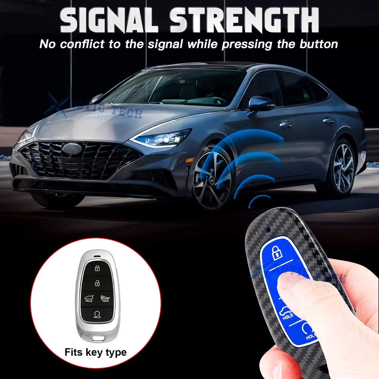 Smart Key Cover Holder with Keychain for Hyundai Sonata Tucson (2020-2022)