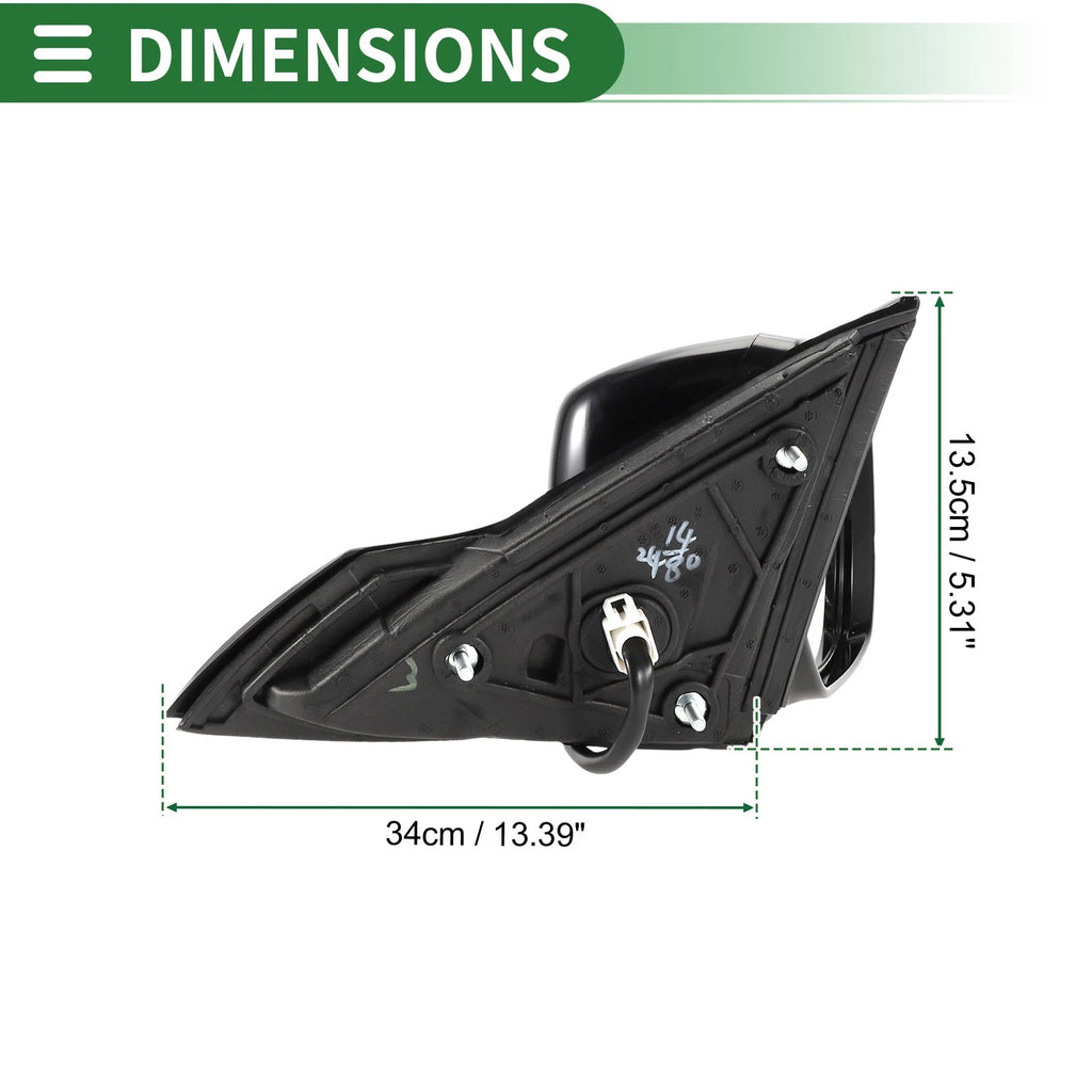 Right Side Door Mirror for Honda Accord (2013–2017) Manual Folding Gloss Black