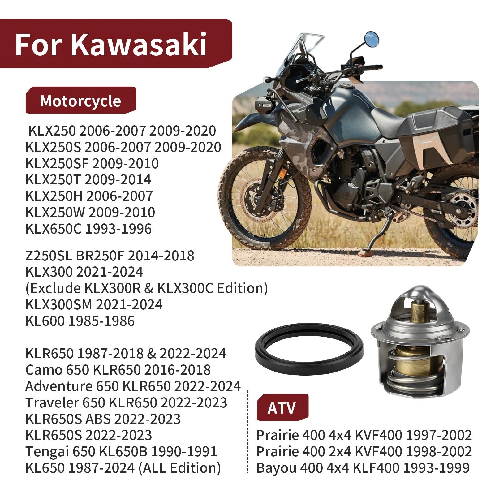 Thermostat + Gasket for Kawasaki Prairie 400 (1997–2002) 49054-1053