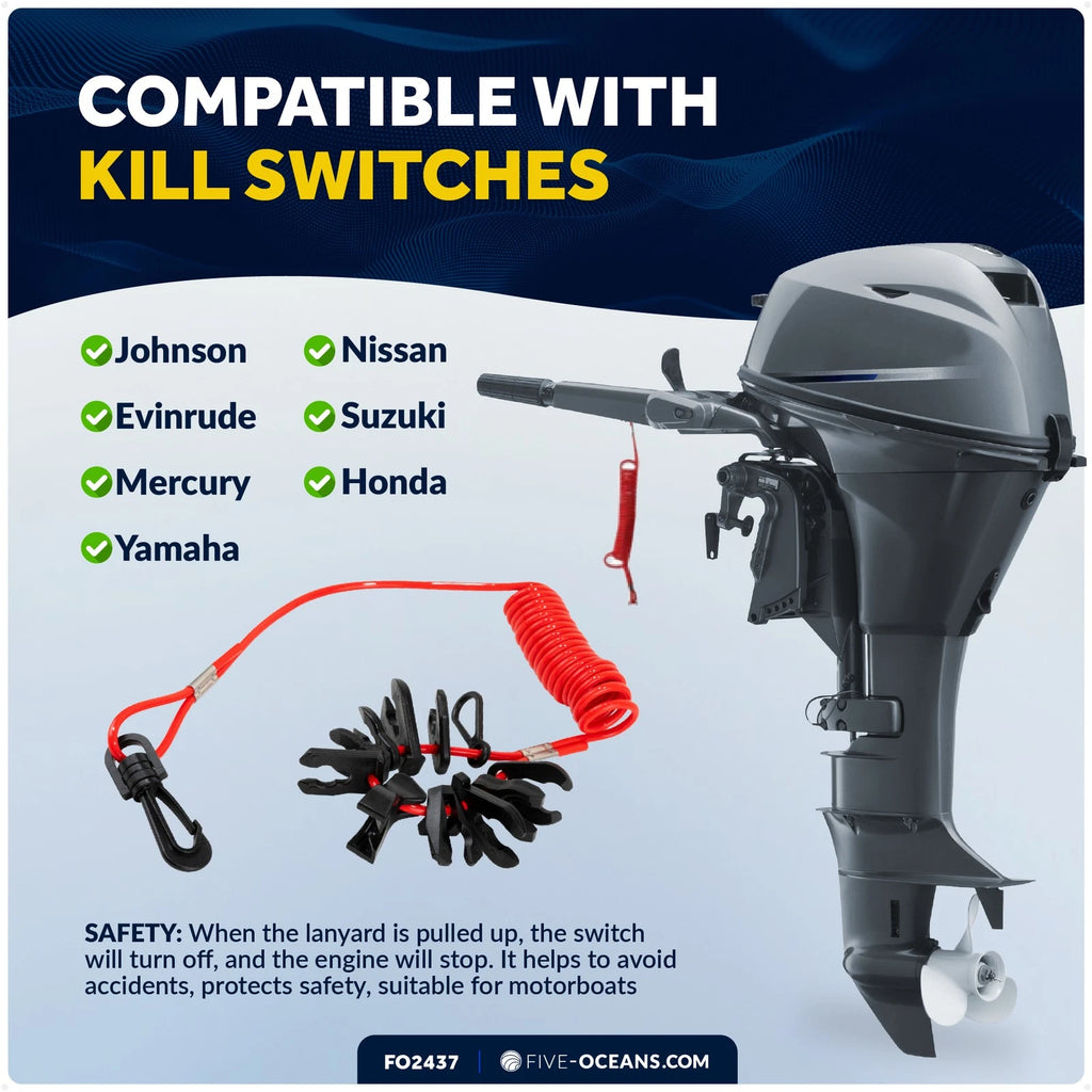 Kill Switch Lanyard Key Set for Johnson, Evinrude, Mercury, Yamaha, Honda