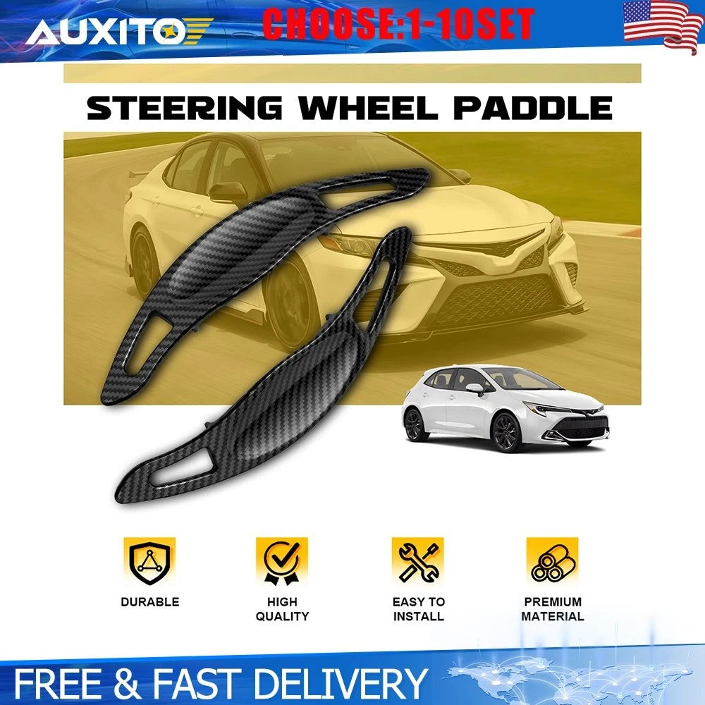 2X Carbon Fiber Steering Wheel Paddle Shifter Extensions for Toyota Corolla (2019–2020)