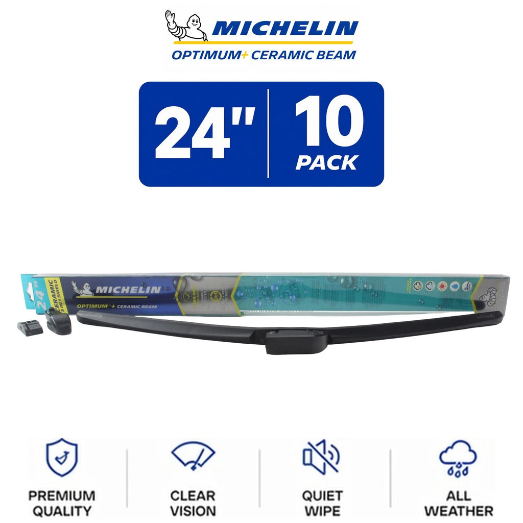 Set of 10 Michelin Optimum+ Ceramic Beam Wiper Blades 24" for All Vehicles