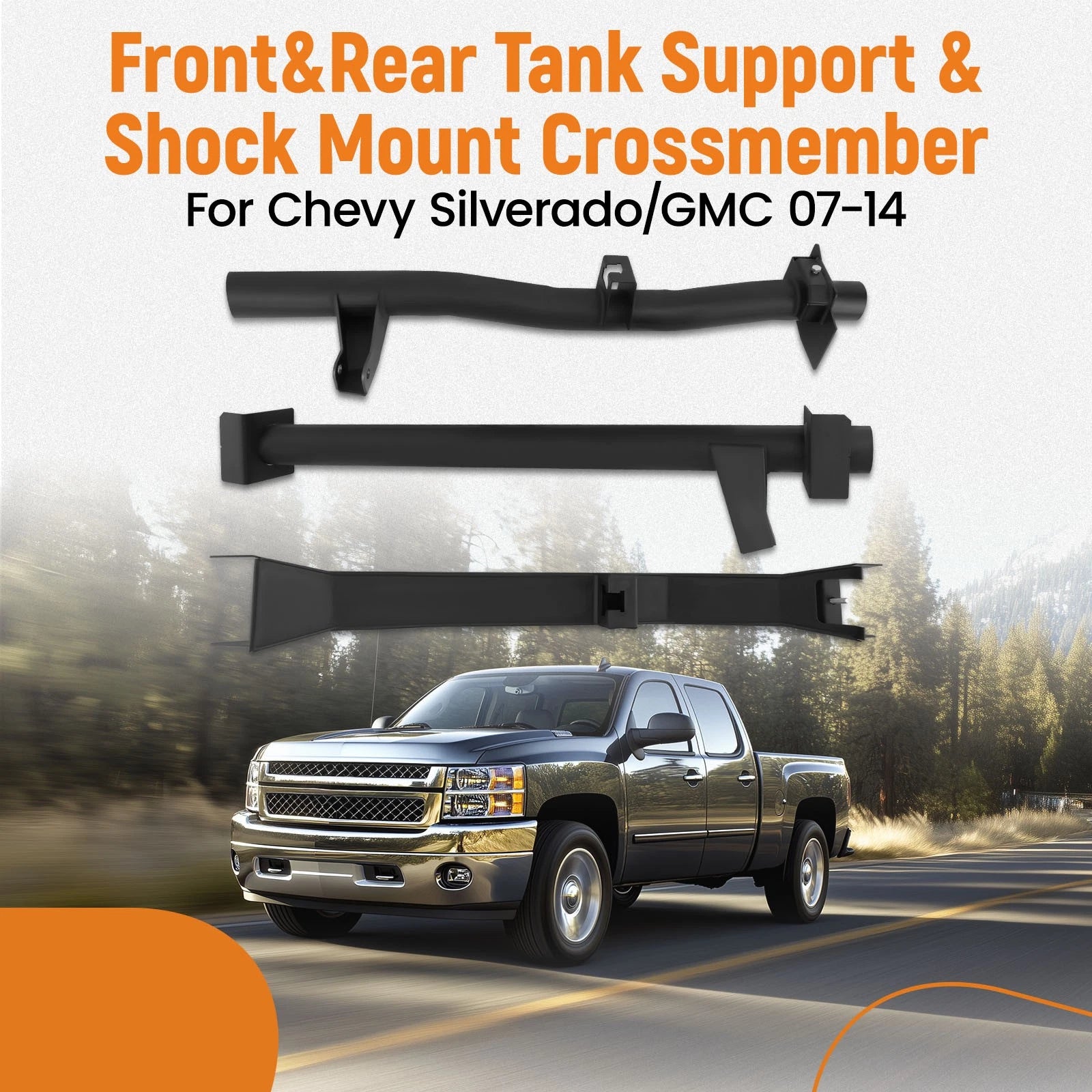 Front & Rear Tank Support, Rear Shock Mount Crossmember for Silverado 1500 (2007–2014)