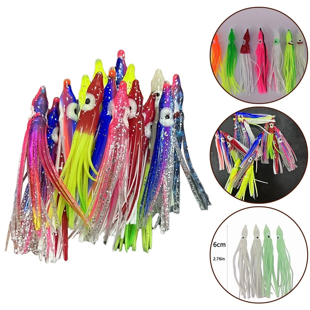 Set of 4 Soft Squid Skirts for Fishing Tackle (CM Length)