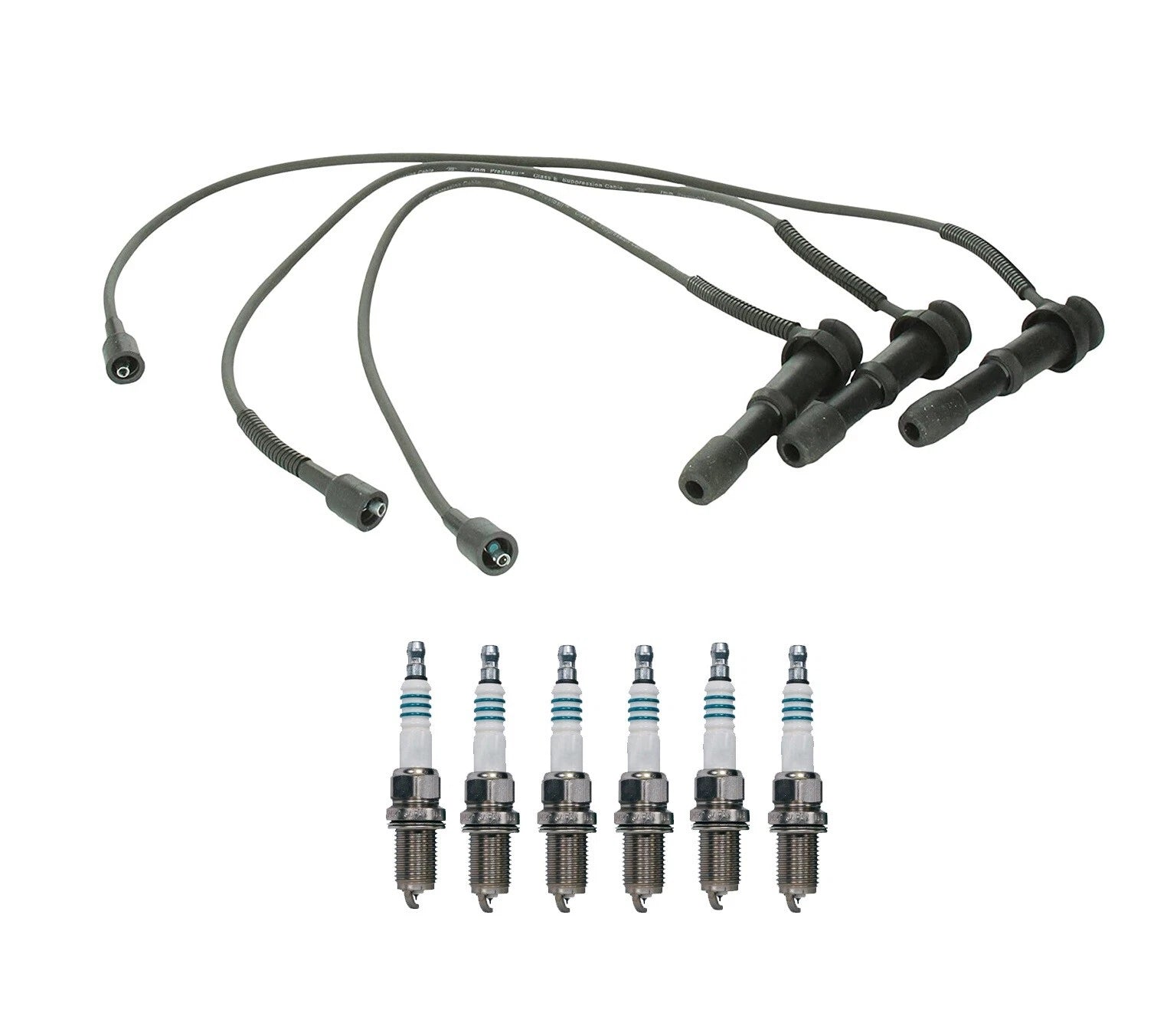 Denso 7mm Wire Set & 6 Iridium Power Spark Plugs for Hyundai Kia 3.5 V6 (2006–2010)