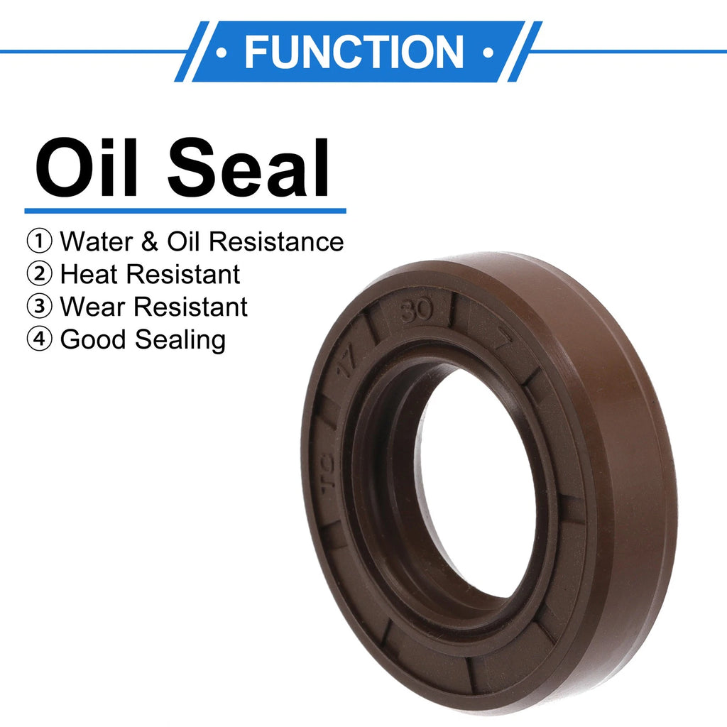 2X Oil Seal Rotary Shaft Seal FKM Rubber 17x30x7mm for Various Models