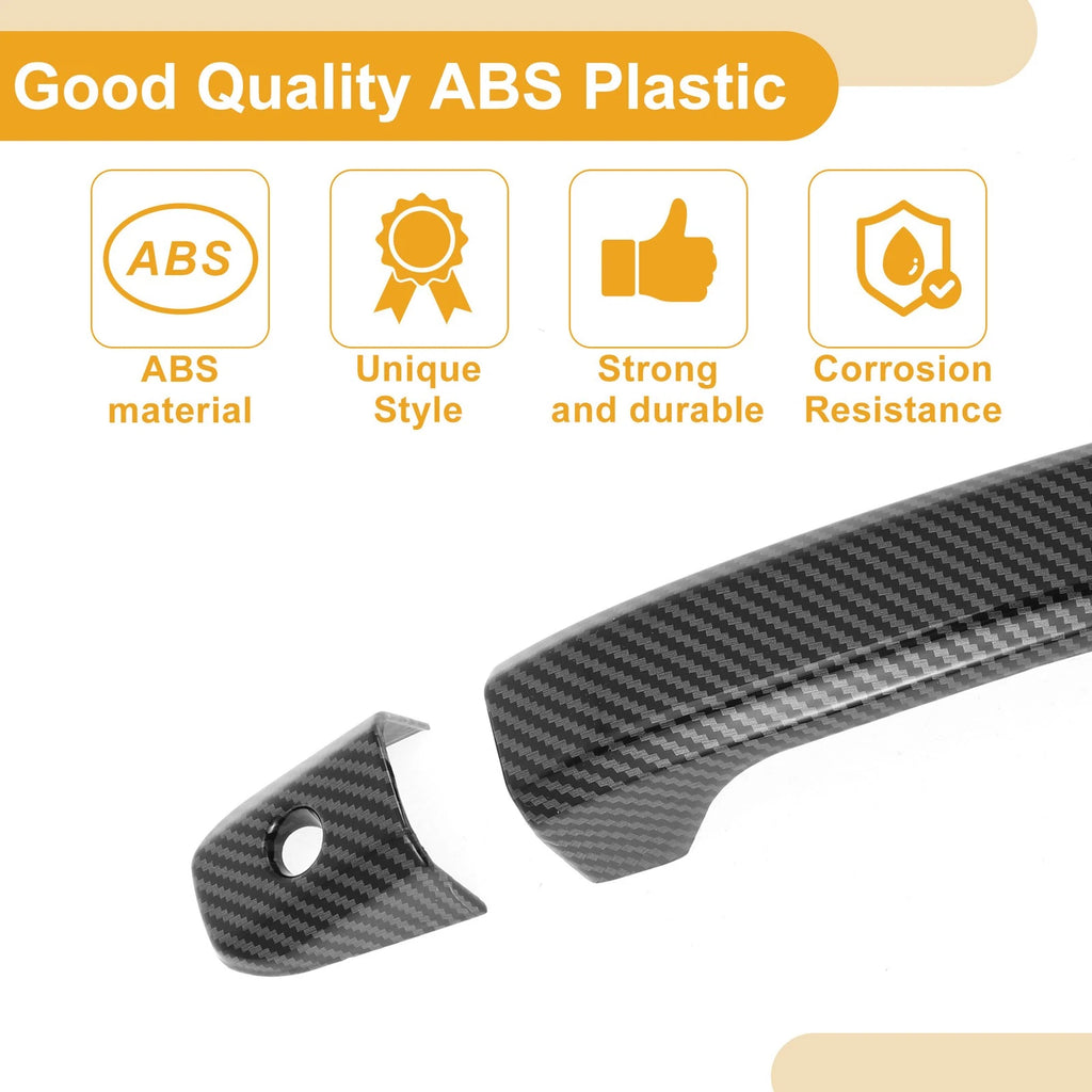 Car Door Handle Cover Trim for Chevrolet Silverado (Carbon Fiber, Black)
