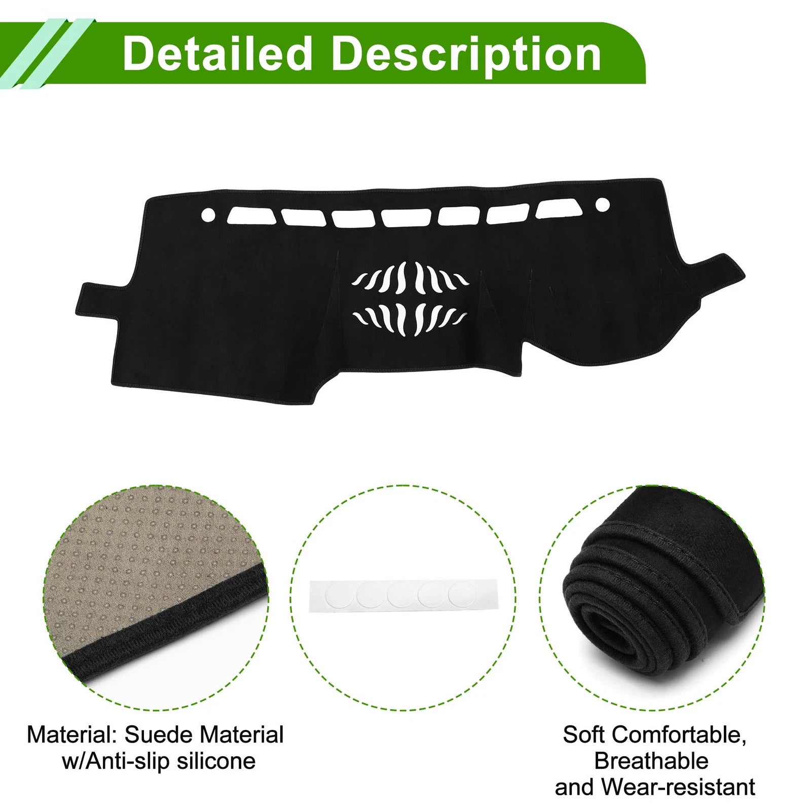 Dashboard Cover Mat for Toyota Land Cruiser Prado 150 Series (Late) Black