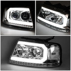Chrome Clear LED DRL Sequential Signal Projector Headlights for Ford F150 (2004–2008)