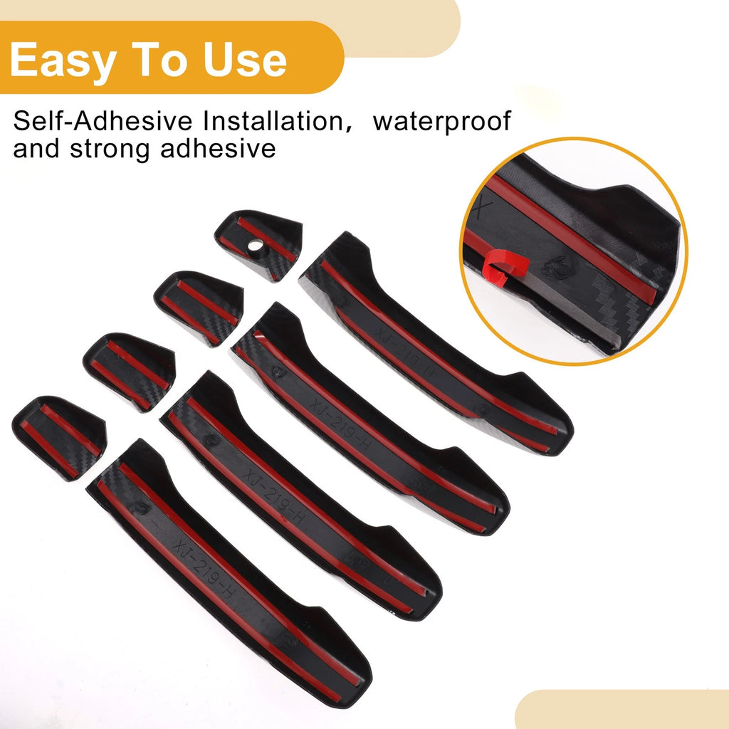 Car Door Handle Cover Trim for Chevrolet Silverado (Carbon Fiber, Black)