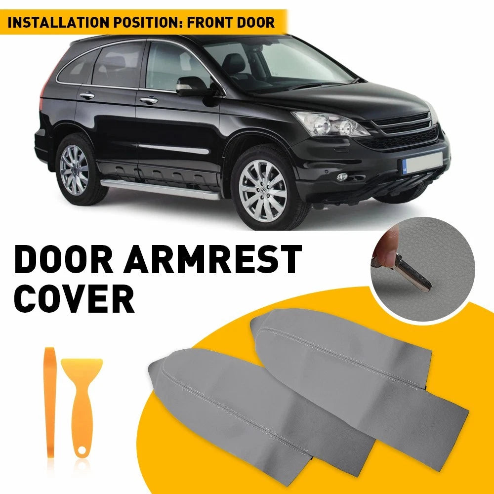 Set of 2 Front Leather Door Panels Armrest Covers for Honda CR-V (2007–2012)