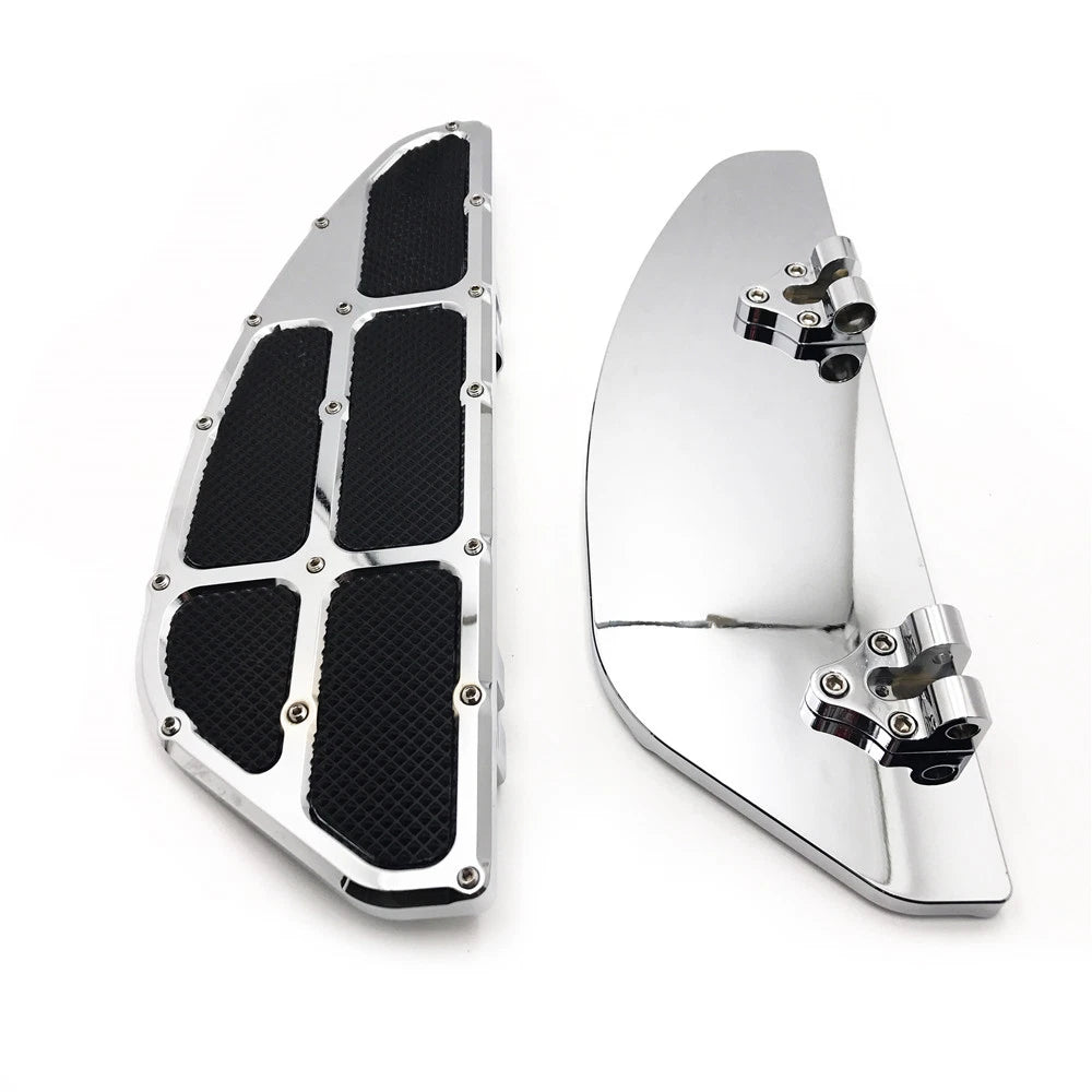 2X Aluminum Front Driver Stretched Floorboard Foot Rest for Harley Touring (1986–2016)